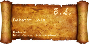 Bakator Lola névjegykártya